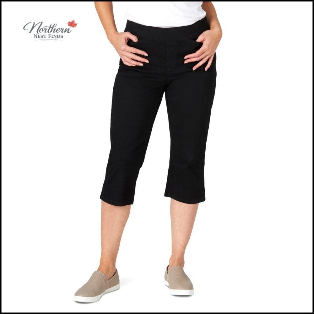 Stretch Denim Pull-On Capri Jeans with Elastic Waist